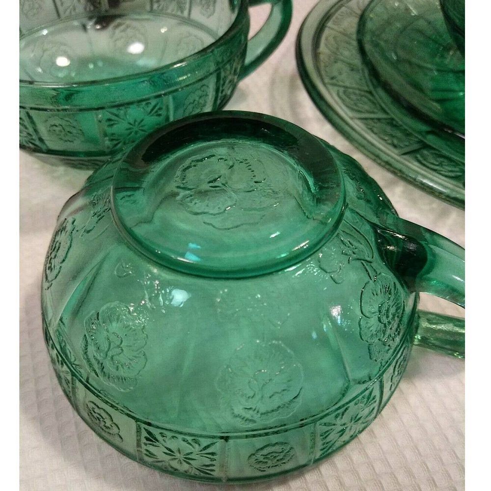 Doric n Pansy depression glass Pretty Polly Dishes - Picture 7 of 9